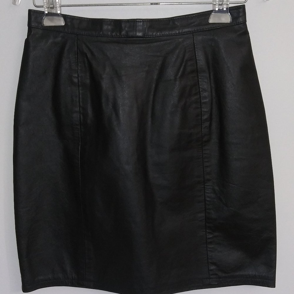 Phoenix USA Vintage Genuine Leather Black Mini Skirt-Fits a size 2 best